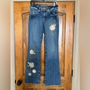 Z. Cavaricci Blue Flare Jeans with Floral Embroidery